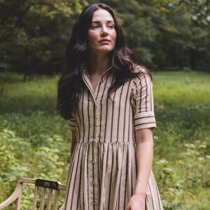 Parterre Owen Dress in Brown Remy Stripe